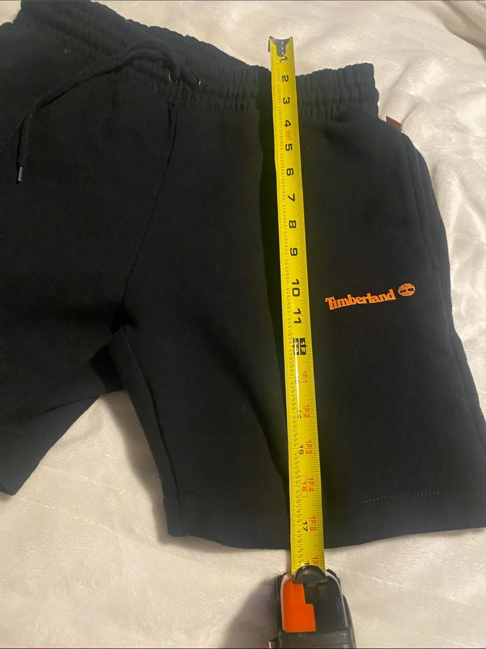 Timberland Black Athletic Logo Cotton-Blend Shorts with Orange Accent (630)